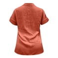 thumbnail image 4 of Summer Polyester Short Sleeve Dress Shirts for Women Red Workwear Work New Ladies Loose Blouses Cotton And Lapel Rolled Button Shirt Tee L, 4 of 5