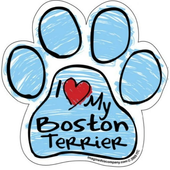 Boston Terrier Blue Scribble Paw Magnet