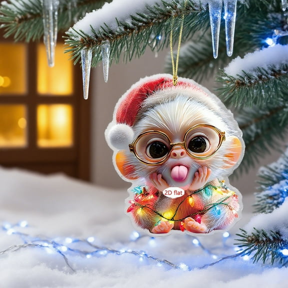 Diceymbol Christmas Acrylic Car Pendant Hanging Ornament with Lanyard, 2.4x1.8 Inch