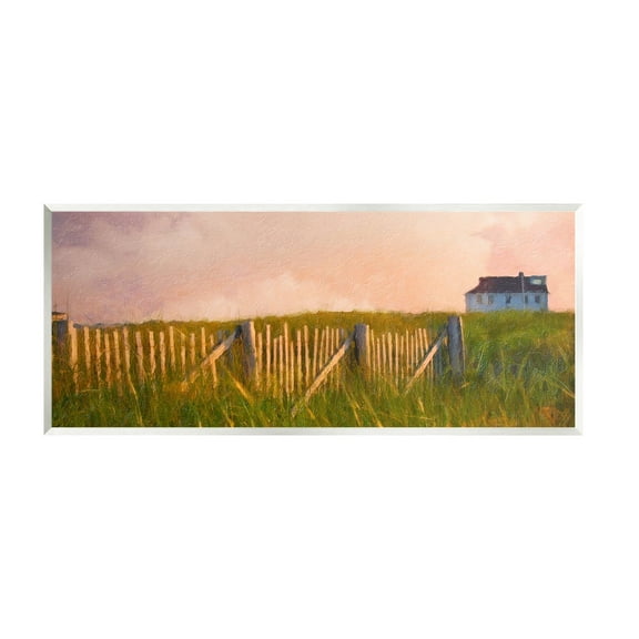 Stupell Industries Nautical Beach Cottage Landscape Painting Unframed Art Print Wall Art, 17 x 7