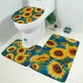 thumbnail image 2 of Blue Sunflower Pattern Bathroom Rugs Sets 3 Piece,Toilet Cover Set,Absorbent Non Slip Bathroom Mats Sets with U-Shaped Contour Rug Toilet Rug Set, 2 of 5
