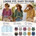thumbnail image 4 of Women's Boho Printed Blouse,3/4 Sleeve Lace-Up V-Neck Peasant Top Summer,Ruffle Blouse, 4 of 7