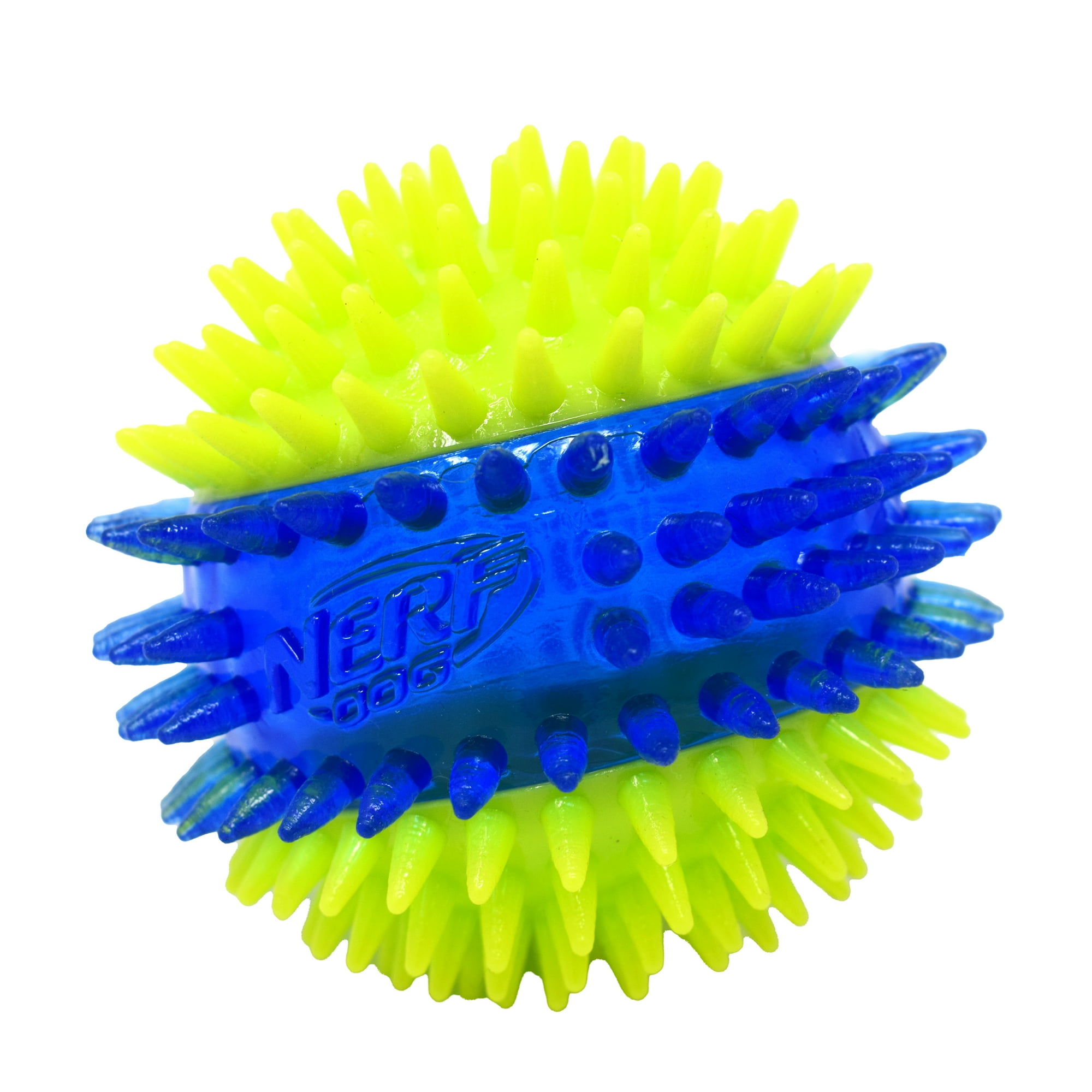 Nerf Dog LED Dental Spikes Light Up Squeak Ball Toy, 2.7 Inch