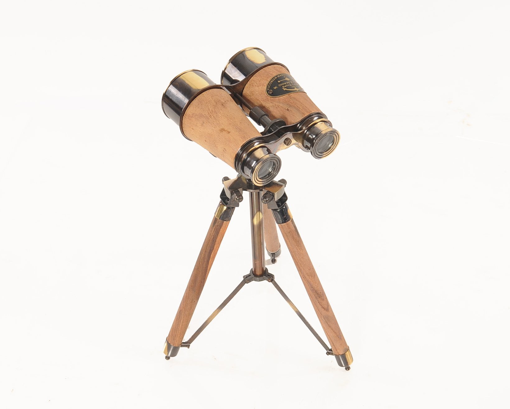 Wood/Brass Binocular On Stand