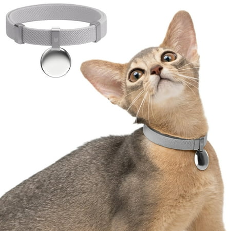 BuddyArmor Safety Cat Collar Gem Tag Set - U.S. IDA Gold Awarding Quick Release Cat Collar Non Breakaway Elastic Light Weight Cat Collar with Charm Cat Collar Jewelry (Glacier Silver) C43