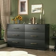 thumbnail image 4 of Spaco Vintage-Style 6 Drawer Double Dresser, Chest of Drawer Dressers Table, Black Storage Cabinet for Living Room, Bedroom, Black, 4 of 9