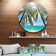 thumbnail image 3 of Designart 'Palm Hanging over Sandy White Beach' Disc Seashore Photo Metal Circle Wall Art, 3 of 5