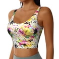 thumbnail image 2 of Gukieu Retro Musical Print Women's Sports Vest, Low-neck U-shaped Removable Pad Sports Bra for Yoga, Exercise, Dance-X-Large, 2 of 8