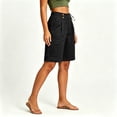 thumbnail image 4 of Dxzfnsa Bermuda Cargo Denim Shorts for Women Knee Length with Pockets Elastic Waist Long Jorts for Summer Casual S-2XL, 4 of 8