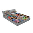 thumbnail image 2 of Ambesonne Colorful Fitted Sheet & Pillow Sham Set, Mediterranean Village, Queen, Multicolor, 2 of 2