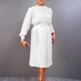 thumbnail image 1 of mtvxesu Robe d'Été, Robe Chemise Mode pour Femmes à Col Rond, Manches Longues, Bandage, Taille Haute, Robes d'Invitée de Mariage, 1 of 9