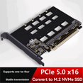 thumbnail image 2 of R34A PCIE 5.0 Gen5 X16 to 4-Port Card M.2 NVMe Hard Drive Split Adapter Expansion Card 128Gbps 4-Disks Split Adapter, 2 of 7