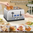 thumbnail image 5 of Tostadora SEEDEEM de 4 rebanadas, pantalla LCD, 6 ajustes de sombra, tostadora de acero inoxidable, ranuras de 1,5 pulgadas de ancho, tostadora digital para bagel, descongelar, recalentar, control dua, 5 of 5