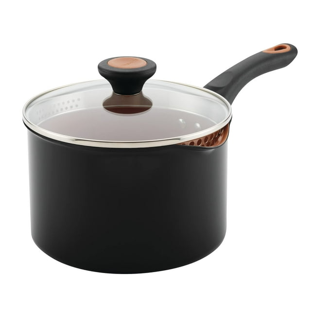 Sartén Farberware Glide antiadherente con tapa coladora, 3 litros, color negro
