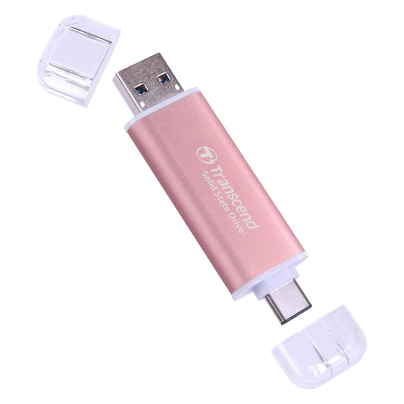 SSD externo Transcend ESD310 de 1 TB USB-C y USB-A rosa