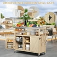 thumbnail image 4 of Bstjewey Outdoor Kitchen Island Grill Cart with Stainless Steel Top, Wood, Spice Rack & Storage, 4 of 7