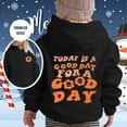 thumbnail image 2 of Curuila Kids Girls Boys Hoodies Letter Print Crew Neck Long Sleeve Comfortable Casual Pullover With Pocket Autumn Winter Sweatshirt Black Size 6-7 Years, 2 of 5