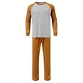 thumbnail image 6 of Posijego Men's Pajama Sets 2 Piece Outfits Long Sleeve Tee Shirt and Lounge Pants Nightwear Sleepwear Set, 6 of 7