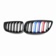 thumbnail image 1 of 2pcs Car Style Gloss Black Front Kidney Double Slat Grill Grille For Bmw 5 Series F10 F11 F18 2010-2017 Dual Line Racing Grilles, 1 of 1