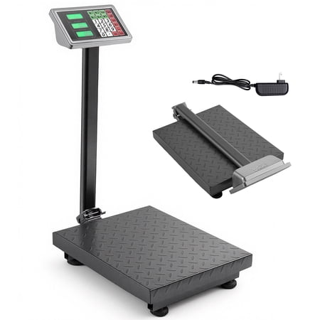 SUGIFT 660 lb Heavy Duty Digital Platform Scale, Foldable Stainless Steel Bench Scale with 19.7 x 15.7 inch Platform, LCD Display, LB/KG Switch, Rechargeable Shipping Scale for Warehouse and Home Use