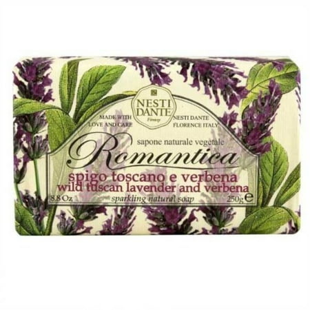 Tuscan Sun Finish Bath - Nesti Dante Romantica Tuscan Lavender and Verbena Flower Scented Natural Bar Soap for Bath Hands and Body 250g