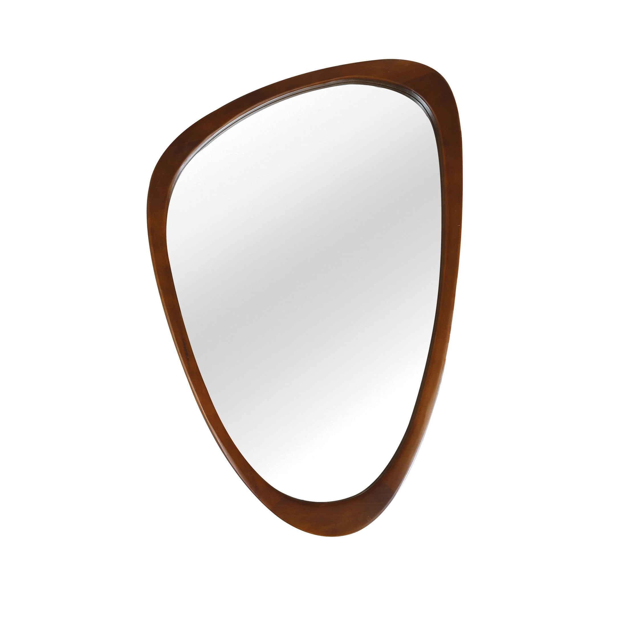 Noble House 20"x30" Irregular Solid Wood Wall Mirror, Modern Asymmetric Decorative Accent Bathroom Mirror, Walnut