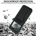 thumbnail image 2 of ELEHOLD  For Samsung Galaxy Z Flip 7 Case with Card Holder, Foldable Kickstand Slim TPU Shockproof Full Body Protection Cover with Tempered Glass Screen,Black, 2 of 6