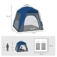 thumbnail image 5 of Outsunny 4 Person Pop Up Tent - Quick Setup Camping Tent with Sunshade, Doors & Windows - Automatic Hydraulic Family Travel Tent - Blue Blue + Polyester, 5 of 8