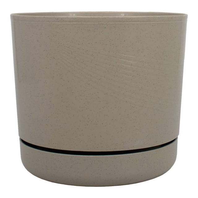Maceta Redonda con plato Duraware Fincsa Espiral 6.5 Pulgadas Marfil con fibra