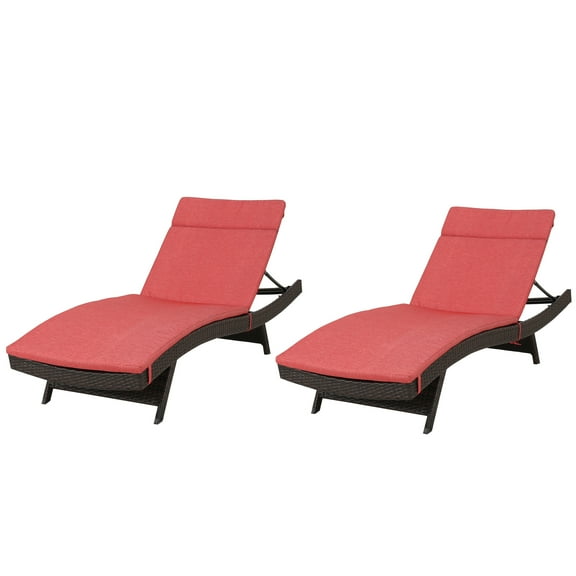 Simone Outdoor Brown Wicker Adjustable Chaise Lounge, Set of 2