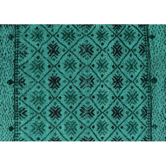 Ahgly Company Machine Washable Indoor Rectangle Abstract Turquoise Blue Modern Area Rugs, 2' x 5'