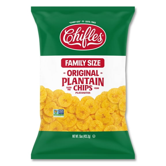 Chifles Original Plantain Chips Family Size, Everyday Healthy Snack, Natural, Gluten Free, Nut Free, Vegan, Kosher 15 Oz.