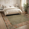 thumbnail image 3 of ODIKA 8'x10' Washable Area Rug Non-Slip Chair-Friendly Mat Vintage Abstract Olive Geometric Mosaic With Earth Tone Diamond Accents for Dining Room, Large Office, Lounge, 3 of 7
