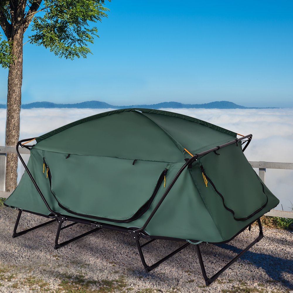 Gymax 2 Person Folding Hiking Outdoor Elevated Camping Tent Cot