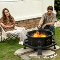 thumbnail image 2 of MistMo Octagon Wood Fire Pit with Grill, 35" Metal Firepit Black, 2 of 5
