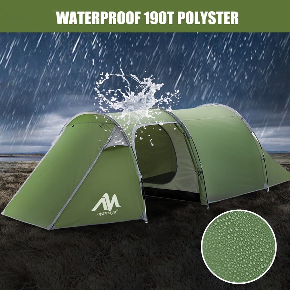 Tunnel Tent for Camping, 2WIN2BUY 3-4 Person Camping Tents with2 Rooms Design - Detachable Bedroom & Vestibule with Footprint, Easy Setup for Outdoor