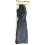 HAWK Men's 24 (61 cm) Smooth Black Rubber Gloves | Size Large (L) | Full Arm Protection | Industrial-Grade | Heavy Duty & Waterproof