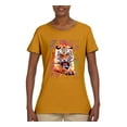 thumbnail image 2 of Tiger Growling Colorful Trippy Tie Dye Animal Lover Womens Graphic T-Shirt, Gold, 2XL, 2 of 3