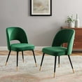 thumbnail image 3 of Modway Rouse Performance Velvet Dining Side Chairs - Set of 2 in Emerald, 3 of 6