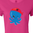 thumbnail image 4 of Inktastic Pirate Octopus, Blue Octopus With Red Pirate Hat Women's T-Shirt, 4 of 5
