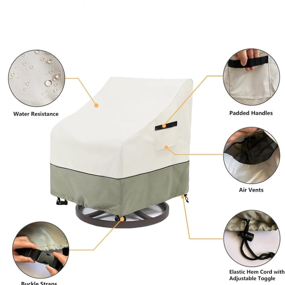 Patio Swivel Chair Cover 4 Pack,Waterproof Heavy Duty Outdoor Chair Covers,Outdoor Swivel Chair Cover for Patio Furniture Covers(30 W x 34 D x 36 H inches),Beige