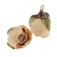 thumbnail image 4 of 1 par de abalorios de rosas secas de resina auténtica, fabricación , pendientes beige con hoja BLESIY Encantos de flores secas de resina, 4 of 7