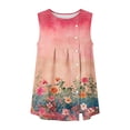 thumbnail image 6 of Qulqfy Womens Tank Tops Casual Crew Neck Sleeveless Loose Fit Dressy Pleated Button Down Multicolor Hem Slit Summer Tops L, 6 of 6