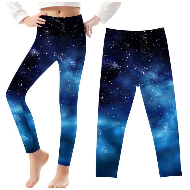 Odeerbi 3-8 Años Leggings Niñas Estampado Cielo Estrellado Mallas Elásticas Pantalones Verano Starlit Cintura Alta Suave Pantys