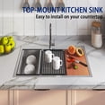 thumbnail image 4 of Akaber 33x22 Drop In Kitchen Sink, 9" Deep Single Bowl Kitchen Sink with Cutting Board, Colander, Roll Up Rack and More, 16 Gauge Stainless Steel Top Mount Workstation Sinks, 4 of 8