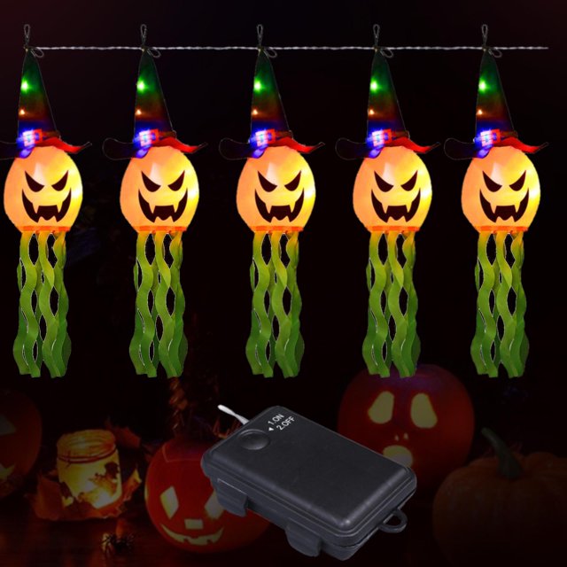 Fantasma brillante iluminado Salvador cadena de luces LED decoraciones de Halloween para ventana patio trasero