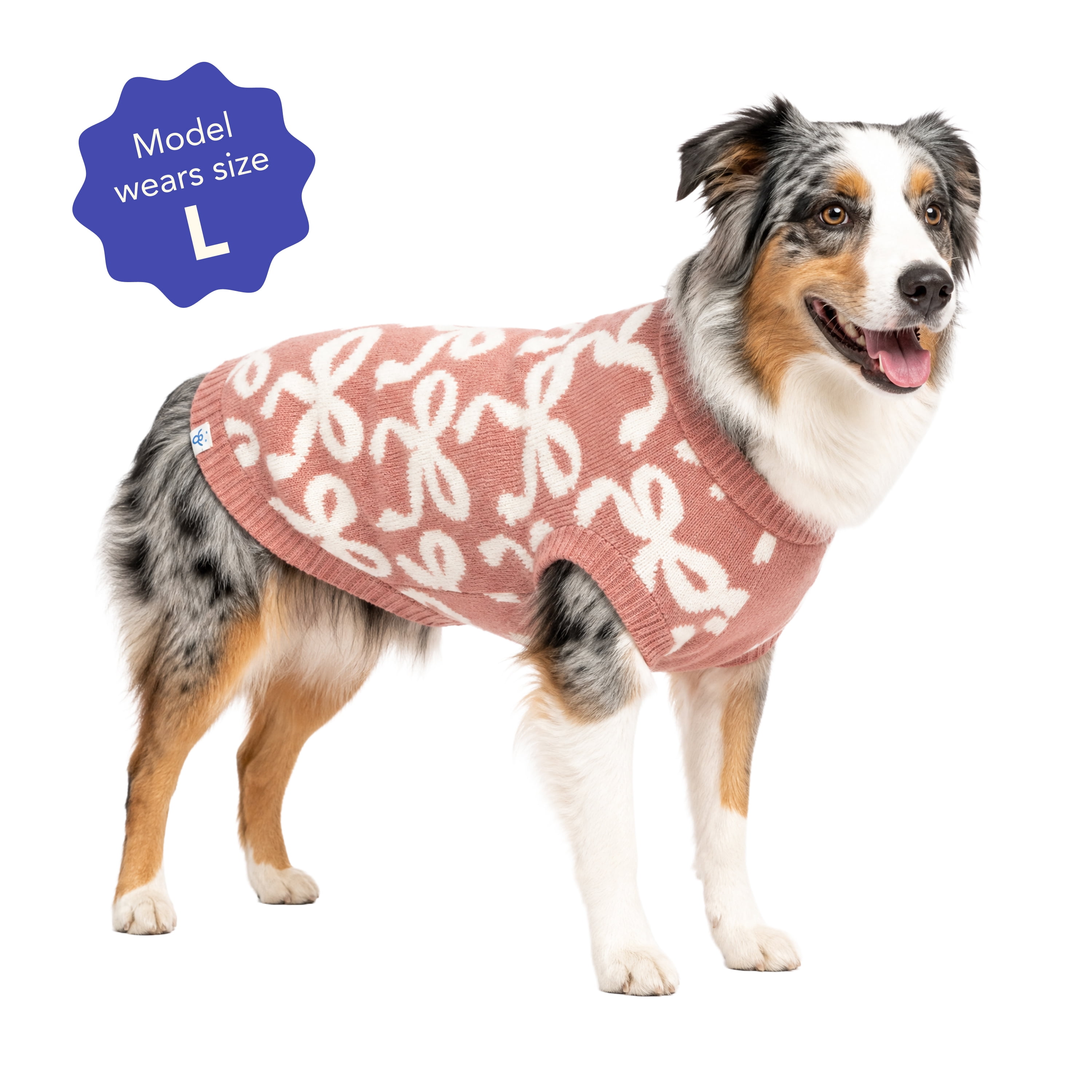Oodles Bow Jacquard Fall Dog Sweater, Red, Large