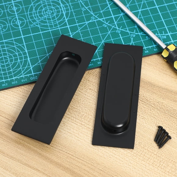 FUTUREORYY 2Pcs Stainless Steel Pocket Door Handles Black with Easy Installation for Furniture Use