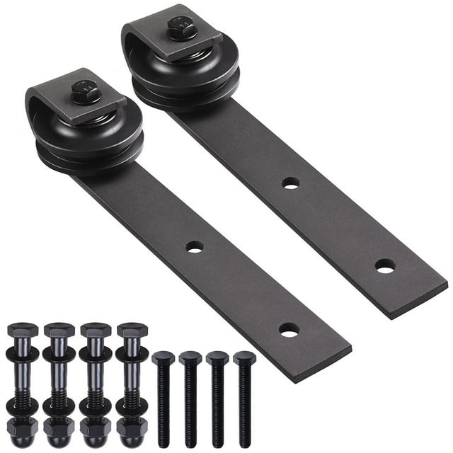 YesHom 2Pcs Steel Sliding Barn Roller Interior Wood Door Wheel Set Hardware Hangers Replacement Bracket J Shape Coffee YesHom Modern