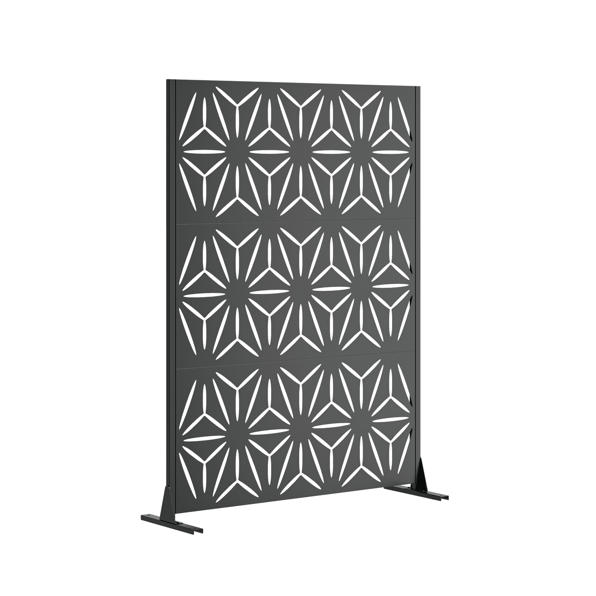 Leumius 72"x46" Outdoor Privacy Screen Freestanding Metal Room Dividers Balcony Decorative Screen with Stable Base,Portable Divider Screens for Patio, Deck, Balcony, Backyard, Garden,Black